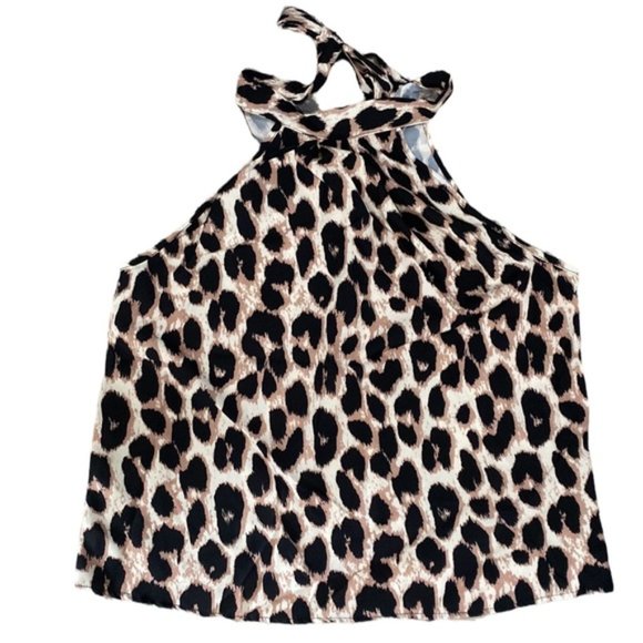 Leopard Print Halter Blouse, - Picture 5 of 6
